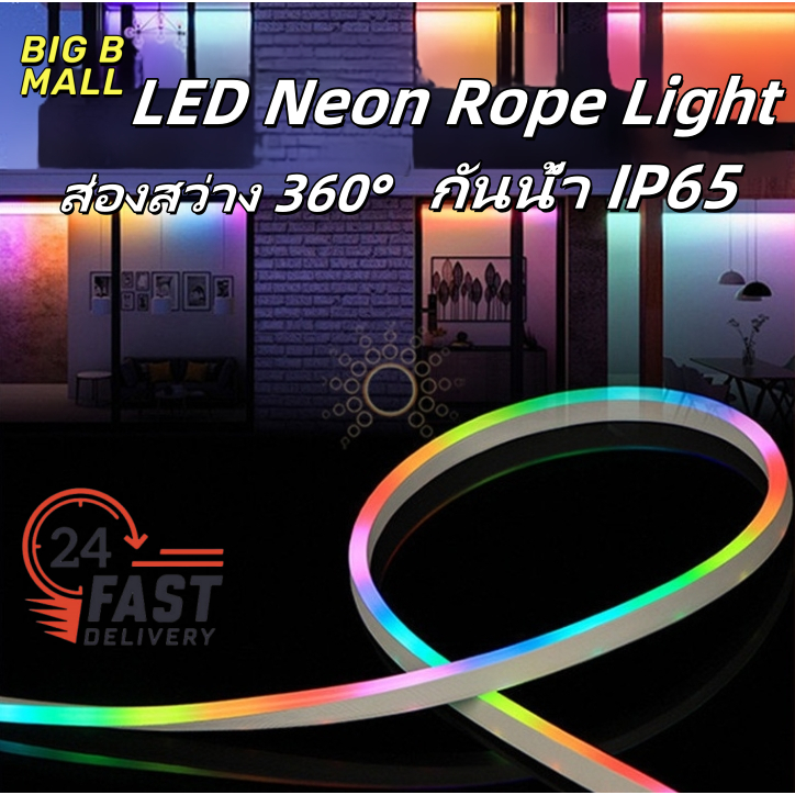 🔥Neon Flex Premium ของตกแต่งห้องไฟ usb ไฟเส้นตกเเต่ง นีออนไฟ LED Strip 12-24V ซิลิโคนRGBIC Dreamcolor ไฟตกแต่ง LED
