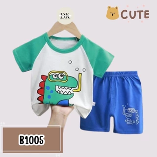 เสื้อยืดแขนสั้น กางเกงขาสั้น แฟชั่นฤดูร้อน สําหรับเด็กผู้ชาย และเด็กผู้หญิง