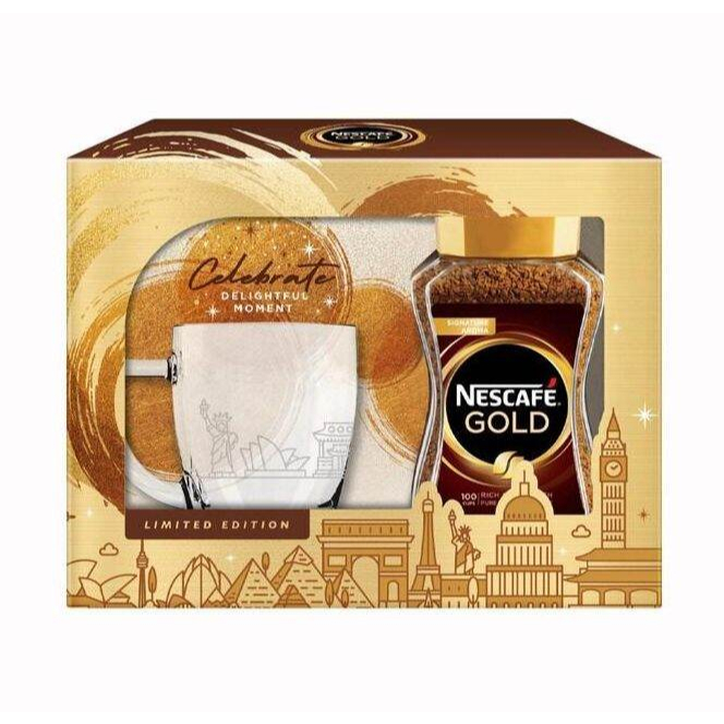 Nescafe Gold Rich and Smooth Instant Coffee 200g.+แก้ว(Gift Set) เนสกาแฟ โกลด์ กาแฟสำเร็จรูปกิ๊ฟเซ็ต