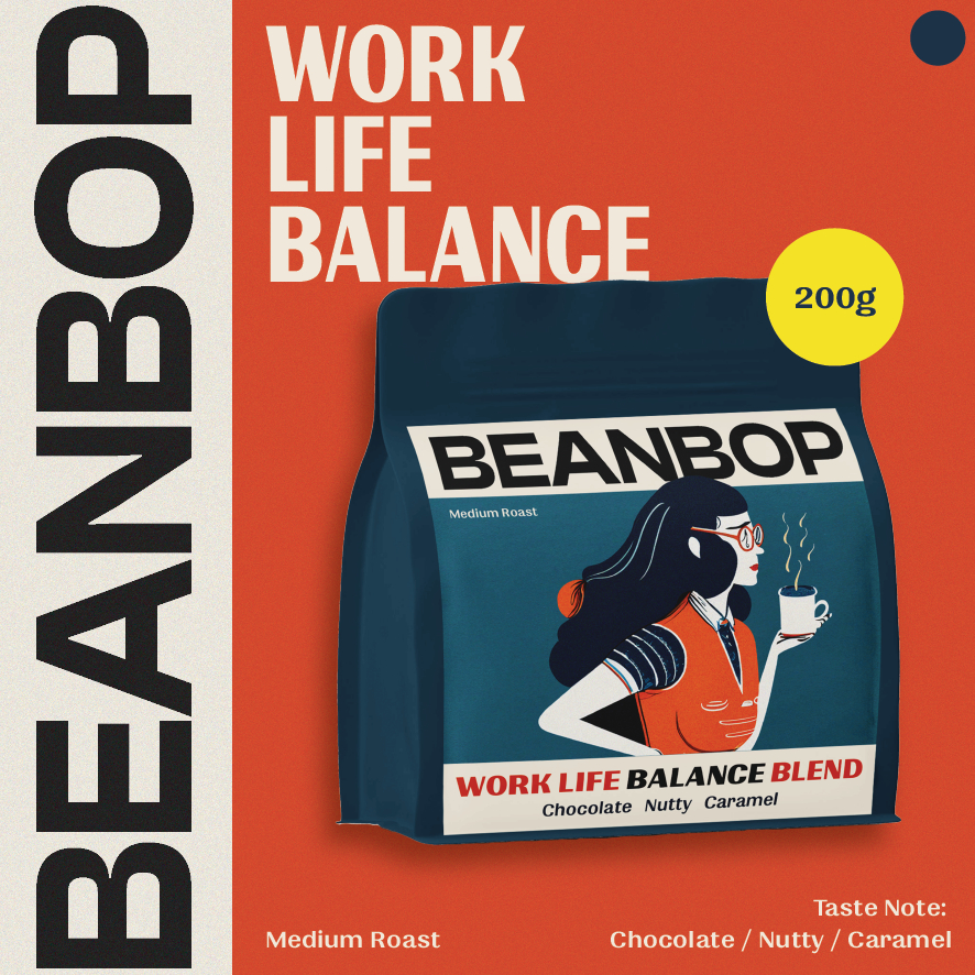 BEANBOP เมล็ดกาแฟคั่วกลาง เบลนด์ WORK LIFE BALANCE 200g-500g