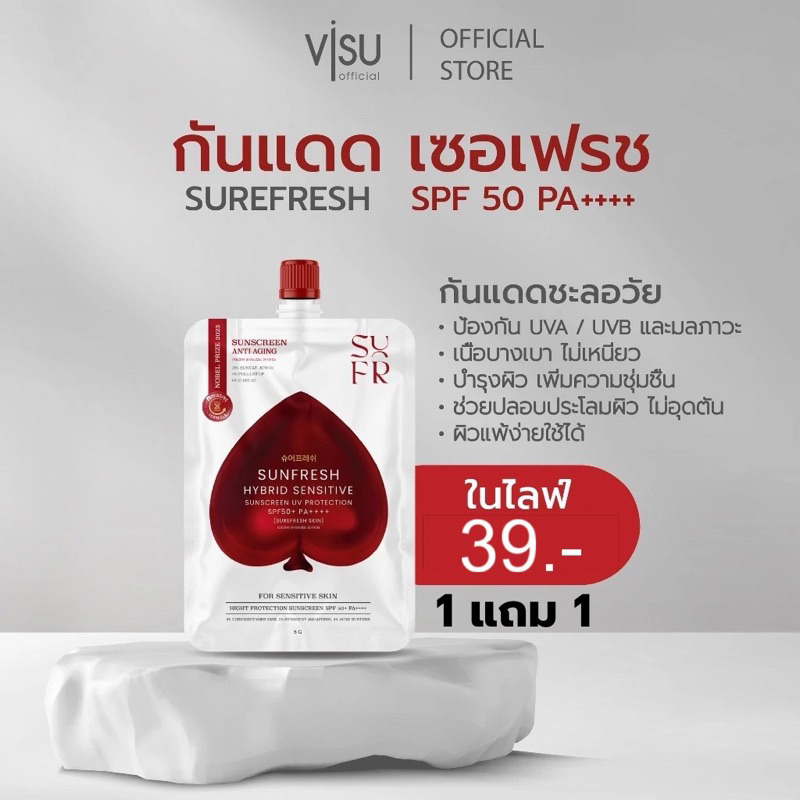 [ลด50%ในไลฟ์] (1แถม1) SUREFRESH SKIN กันแดดซันเฟรช เซอเฟรช SUNFRESH SUNSCREEN