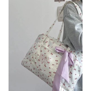 (A159) กระเป๋า ผ้าไนล่อน ลายพิมพ์ดอกไม้ สวยหวาน