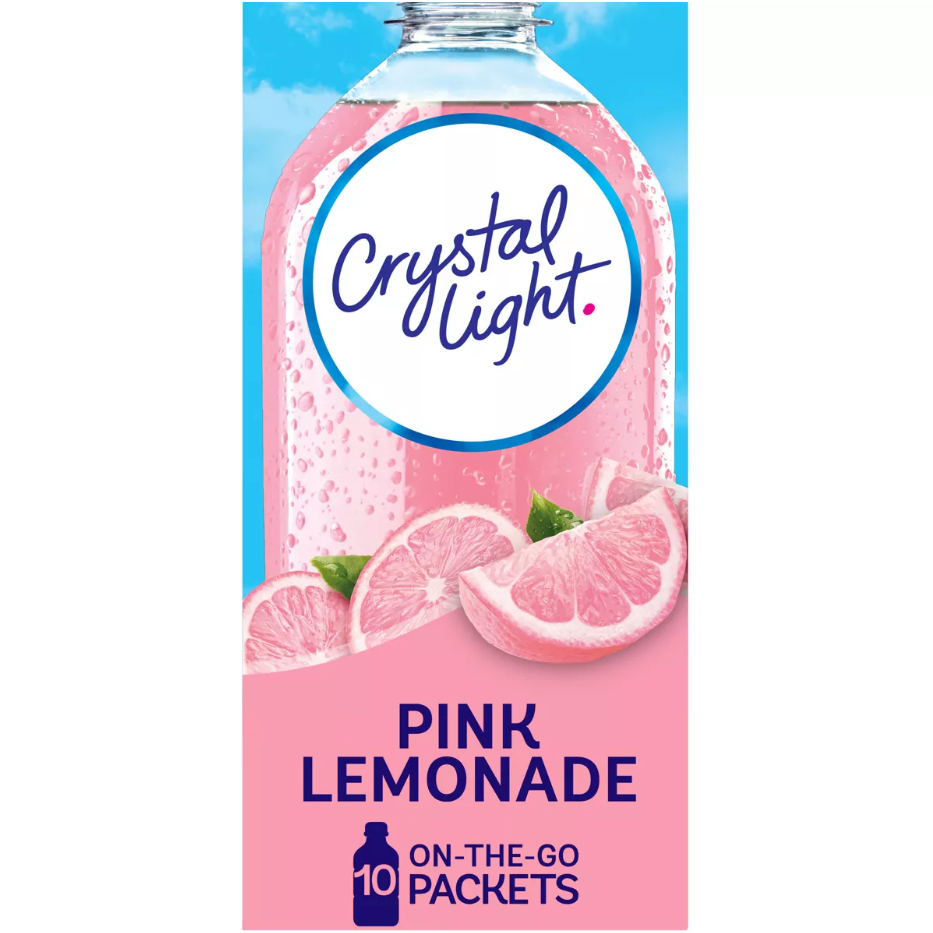 Crystal Light Beverage Pink Lemonade Flavor 10 Packets Drink Mix / คริสตัลไลท์ ผงชงเครื่องดื่มมะนาว