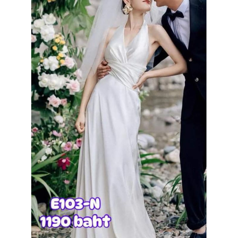 ชุดเจ้าสาว E103-N ชุดแต่งงาน ชุดพรีเวดดิ้ง งานหมั้น ชุดสวย งานเนียบ ผ้าดี มินิมอล E103 พร้อมส่ง