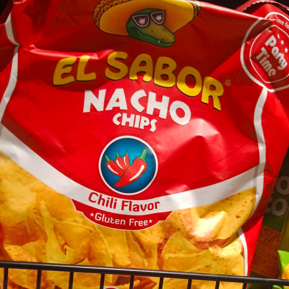 EL SABOR *** XL BAG - GLUTEN FREE *** Chili / Chilli Flavour Nachos / Tortilla Chips / Crisps 225g
