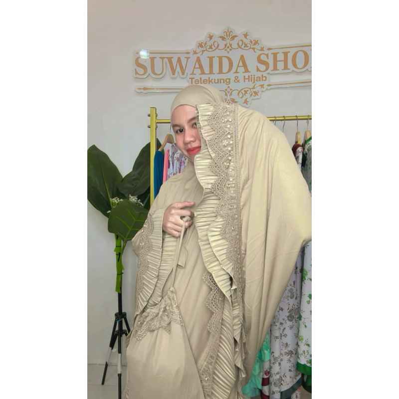 ผ้าละหมาดลูกไม้อัดพลีดแบรนด์แท้Sitikhadijah