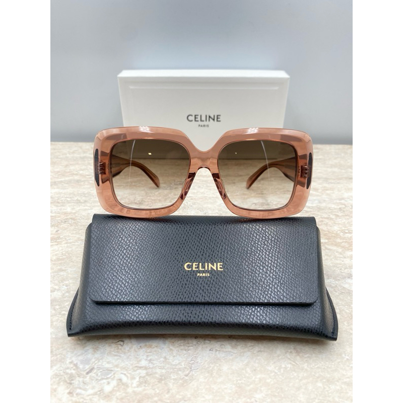 CELINE sunglasses 💯% รุ่น CL40263F สี PINK TRANSPARENT ทรงเหลี่ยมโอเวอร์ไซส์ กรอบดีไซน์สวยดูมีมิติสุ