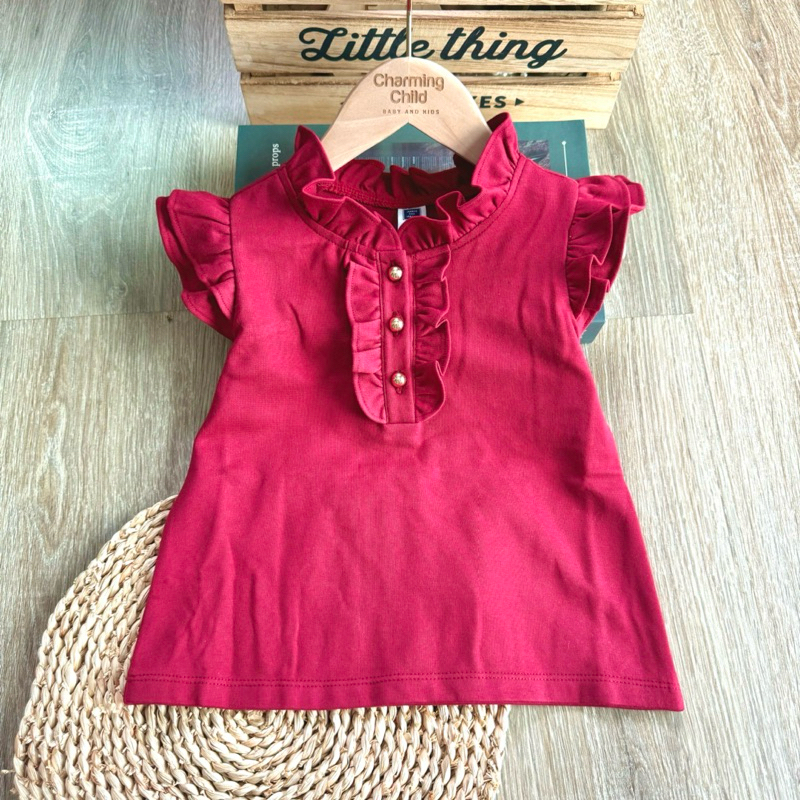 Double Ruffle Sleeve Top (สีแดงruby) Janie and Jack
