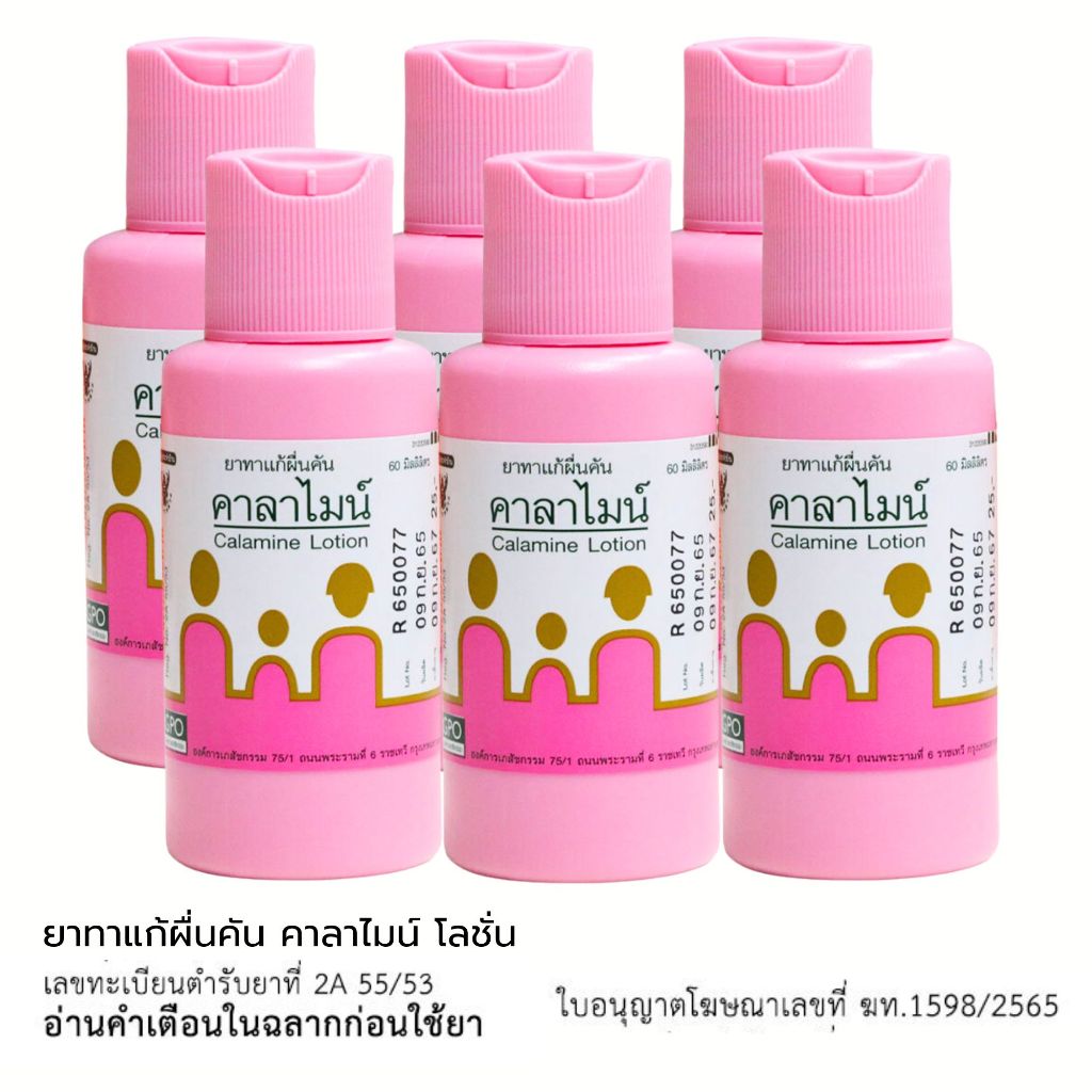 [แพค 6 ขวด] GPO Calamine Lotion 60 ml จีพีโอ คาลาไมน์