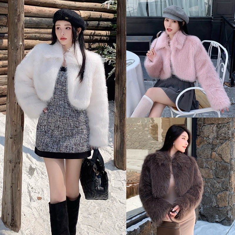 พร้อมส่งไทย | Crop Top Fur Coat ขนนุ่มฟูมากค่ะ มี 3 สีค่ะ