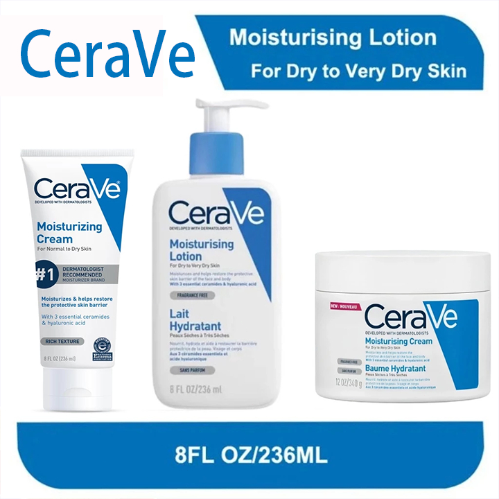 CeraVe Moisturizing lotion 454G/236mlเซราวี โลชั่นบำรุงผิวหน้าและผิวกายสำหรับผิวธรรมดา ผิวมัน ผิวผสม เซราวี เนื้อสัมผัสบ