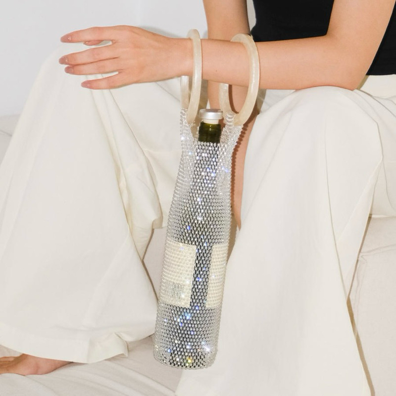 ลดเพิ่ม30% ทักแชท / Diamond Wine Bag / กระเป๋าถือ ใส่ขวดไวน์