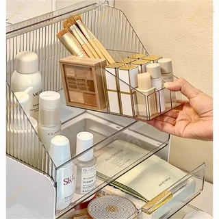 กล่องเก็บเครื่องสำอาง✨รุ่นใหม่ล่าสุด✨ชั้นวางของ ดีไซน์เรียบหรู กล่องเก็บเครื่องสำอาง PET ใส