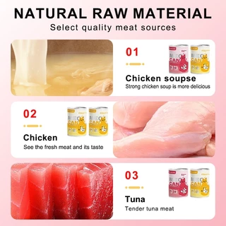 แบบใหม่ 450g แมวกระป๋อง อาหารเปียกแบบกระป๋อง อาหารแมวน้ำเกรวี่ ลดอาการขนร่วง ส่งเสริมระบบภูมิคุ้มกัน