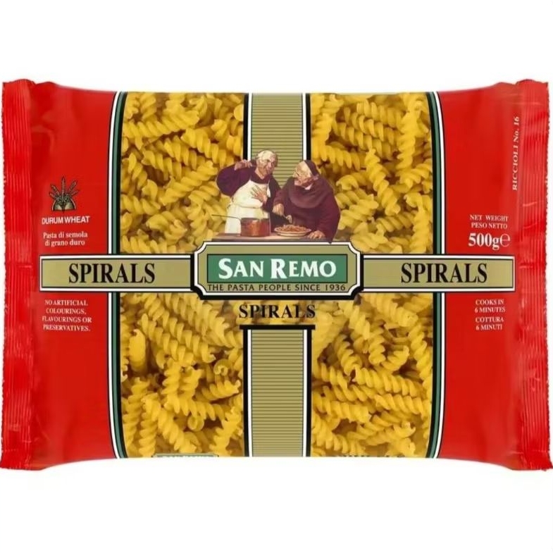 San Remo Spirals 500g - สไปรอลส์ พาสต้า เส้นพาสต้ารูปเกลียว ขนาด 500กรัม