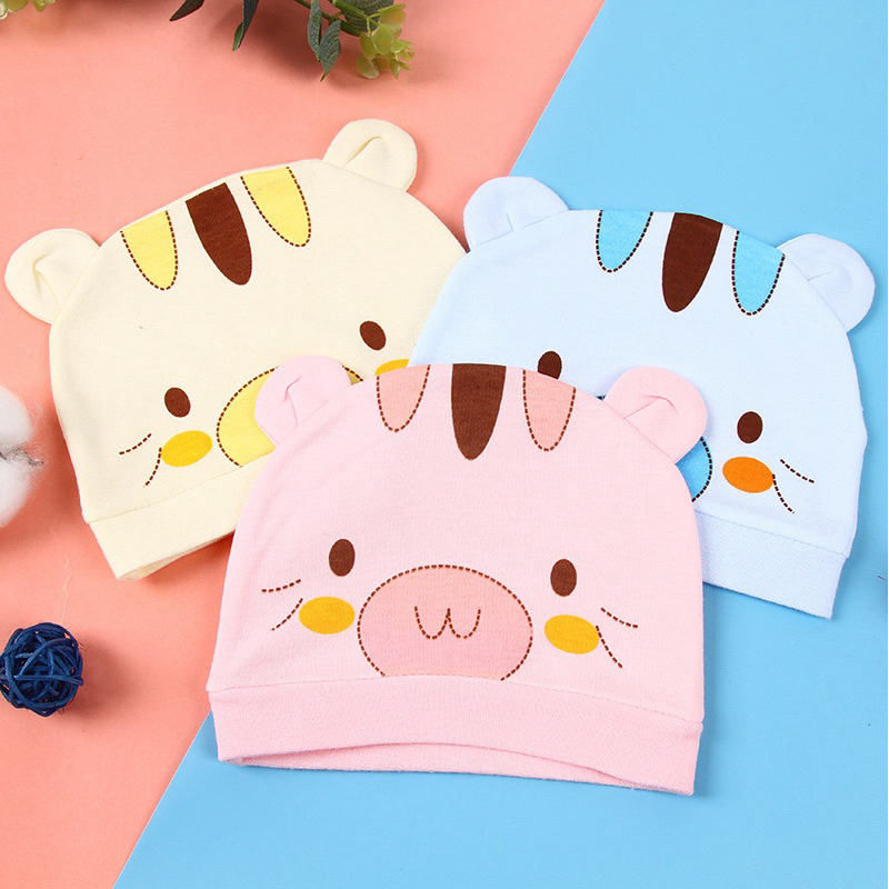 [ซื้อจากVideo&Liveลด100] พร้อมส่งในไทย หมวกทารก หมวกเด็กแบบสวม หมวกเด็กแบบครอบศีรษะลายสีสันสวยงาม หมวกผ้าฝ้าย แบบที่1