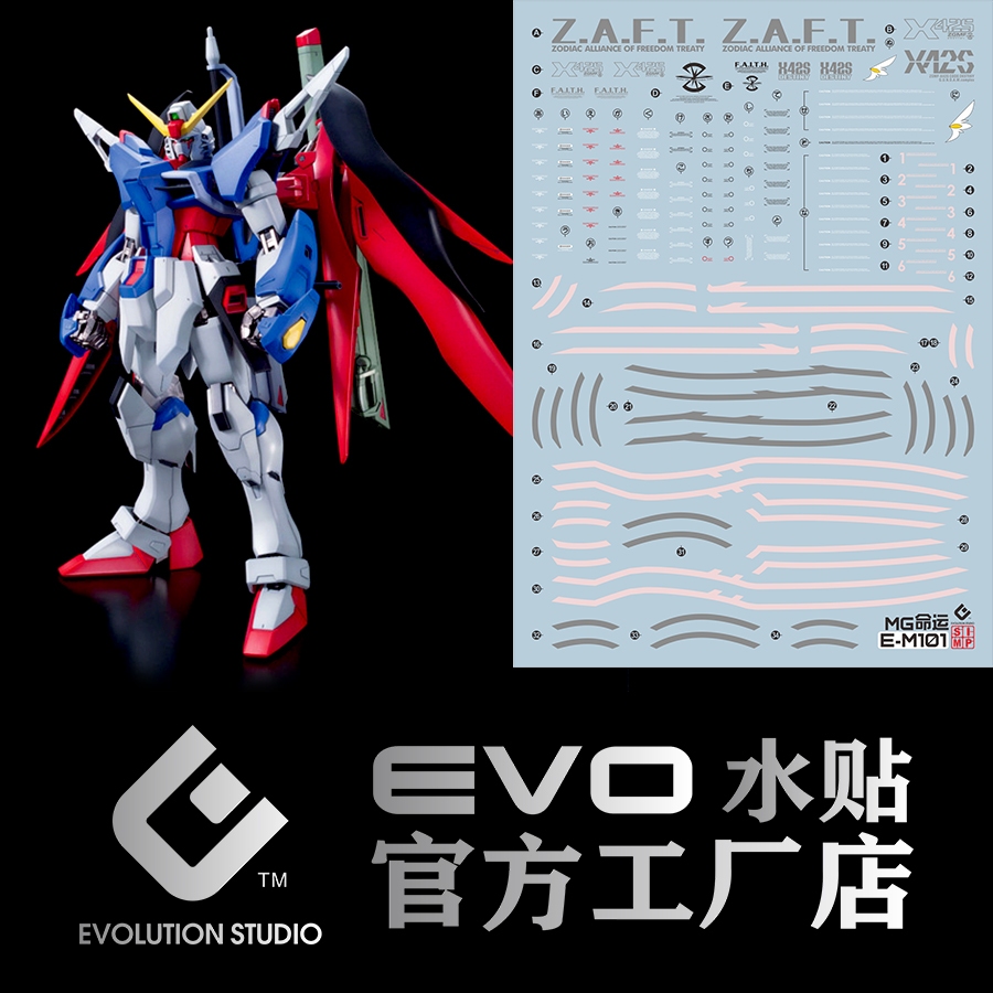 ดีคอลน้ำ DECAL EVO MG Destiny GUNDAM สะท้อนแสงแบล็คไลด์