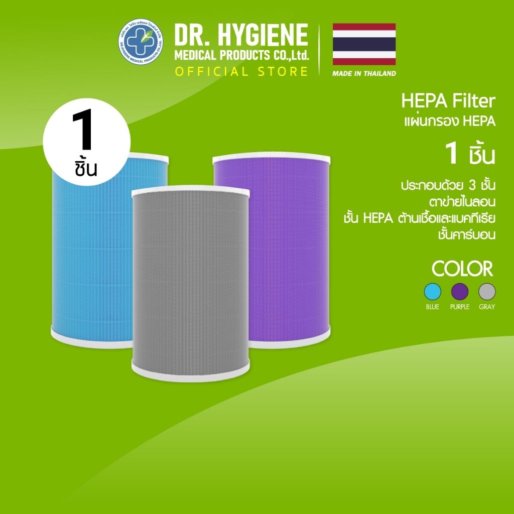 ไส้กรองเครื่องฟอกอากาศ PM 2.5 HEPA Filter (ไม่มี RFID) By Dr.Hygiene