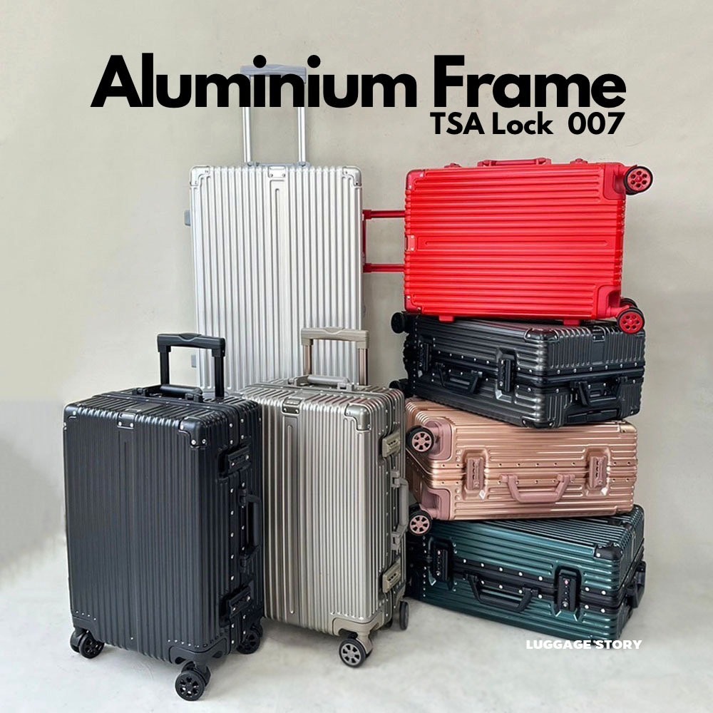 [กุญแจTSAแท้ + วัสดุ PCเนื้อทราย] กระเป๋าเดินทาง กระเป๋าเดินทางโครงอลูมิเนียม ขนาด 20 25 29 นิ้ว
