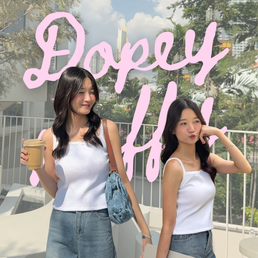 J10 DOPEY PUFFY เสื้อครอปสายเดี่ยวเนื้อผ้าร่อง 2*2