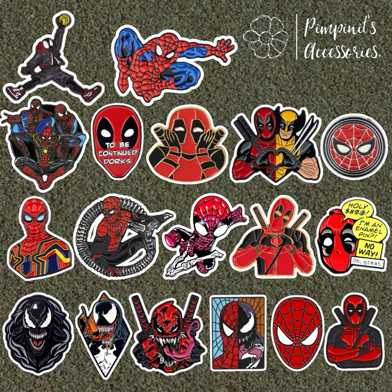 ร้านในไทยพร้อมส่ง : เข็มกลัดเซ็ทสไปเดอร์แมน,เดดพูลและวีน่อม | Spiderman, Deadpool & Venom Marvel Enamel Brooch Pin Set