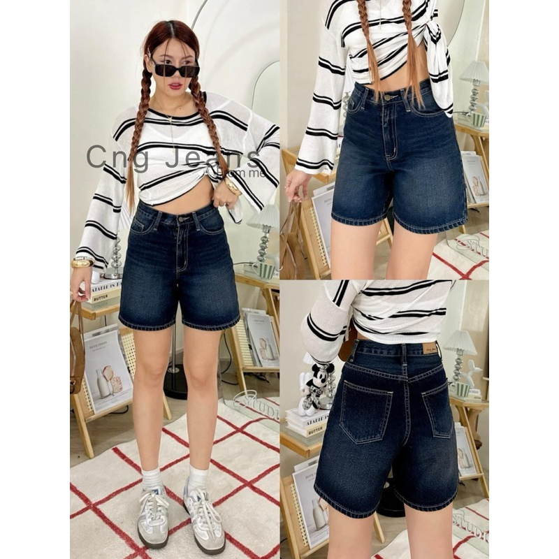 กางเกงยีนส์3ส่วนเรียบๆเอวสูง รุ่นใหม่Cng ทรงสวยS-42 นิ้ว #พร้อมส่ง