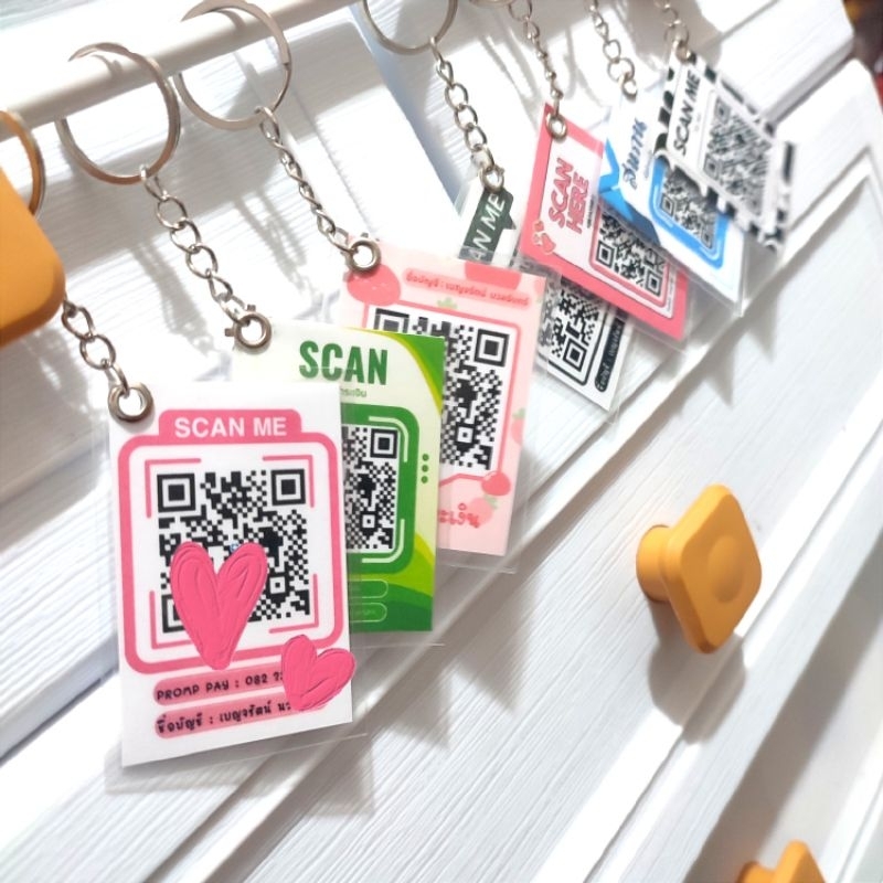 ป้าย คิวอาร์โค้ด (QR code) รับสแกน เคลือบแข็งกันน้ำ ติดโทรศัพท์ได้ เป็นพวงกุญแจได้