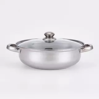 หม้อสแตนเลสฝาใส 1ชั้น หม้อสุกี้สแตนเลส พร้อมฝาปิด ขนาด 28cm