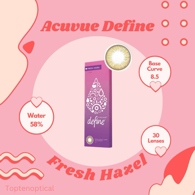 แบ่งขาย Acuvue define Fresh hazel 0.00 ถึง -7.00