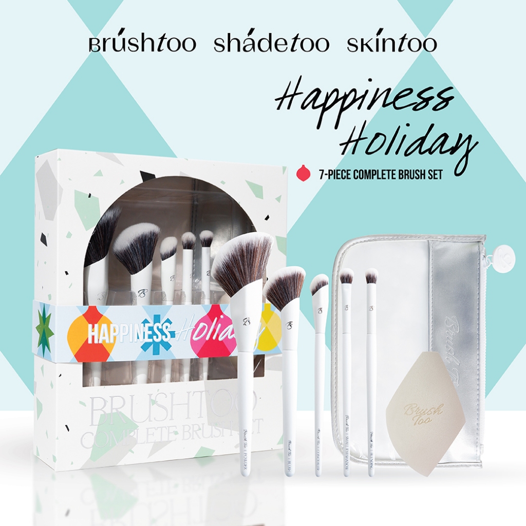 [Festive Set 10 เซ็ตแรก] BrushToo Complete Brush Set เซ็ตแปรงแต่งหน้าขนสังเคราะห์ + ฟองน้ำลงรองพื้น ฟรี กระเป๋าใส่แปรง