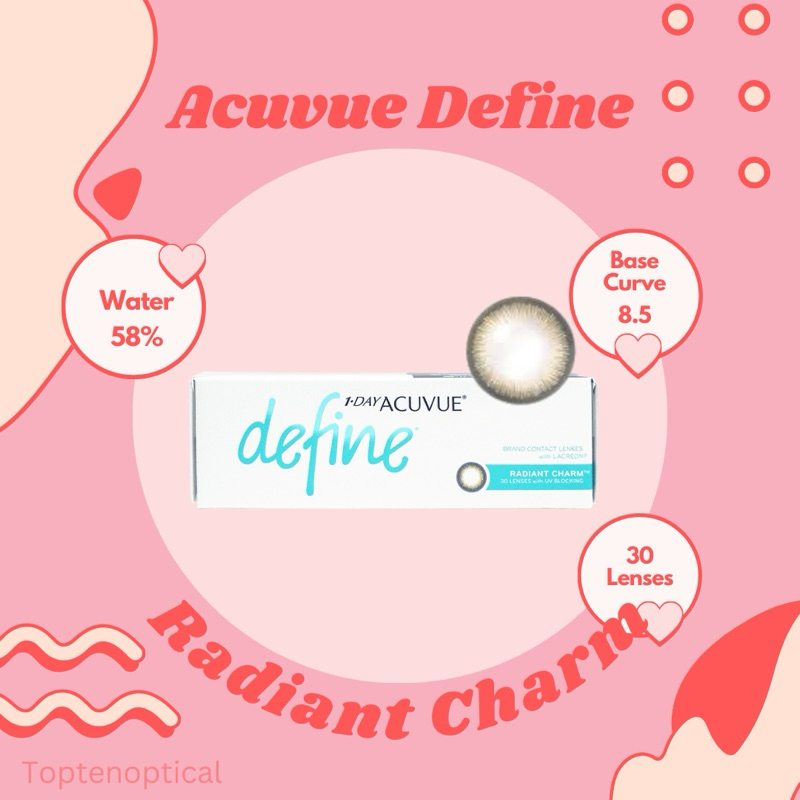 แบ่งขาย Acuvue define สี Radiant Charm 0.00 ถึง -8.50