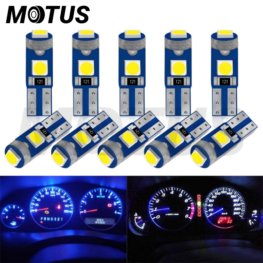 MOTUS 1Pcs T5 3SMD 3W 12V Car Meter Bulb Car Interior Light Dashboard Light Auto Side Light Car Roof lamp 3030 LED Light