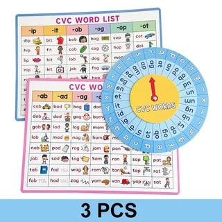 English CVC Words Spelling Matching Memory Game for Kids Kindergarten Phonics Sight Words Turntable Educational Toys