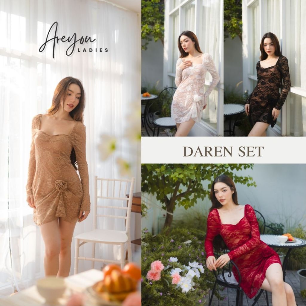 NO.501 DAREN DRESS มินิเดรสลูกไม้แขนยาว