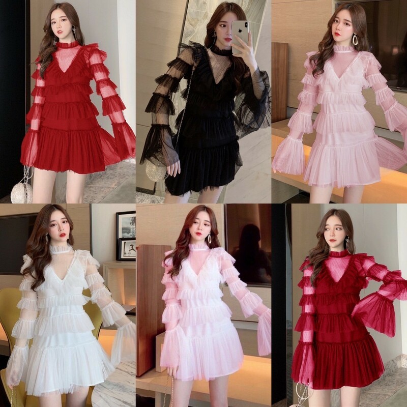 เดรสตาข่ายระบาย + เดรสสายเดี่ยว TT10432