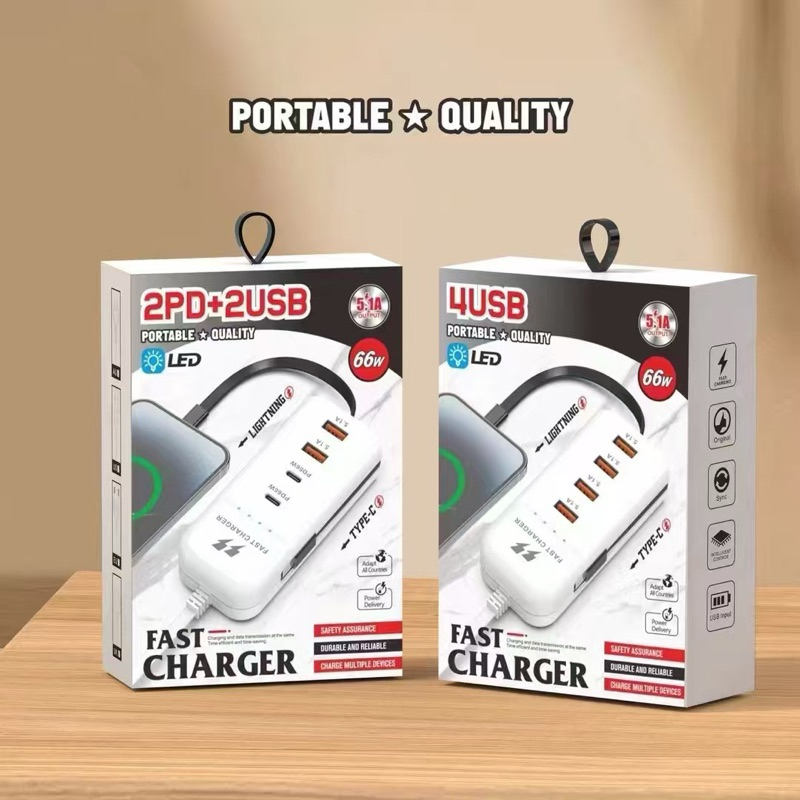 2PD+2USB ///4USB 66WCHARGE MULTIPLE DEVICES