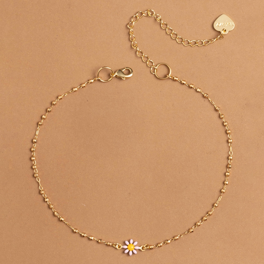 FLORAL PINK GOLD ANKLET สร้อยข้อเท้าดอกไม้