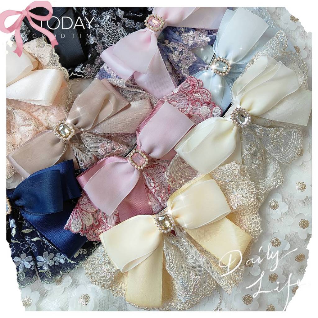 A Dream (9สี )กิ๊บสปริงโบว์หน้าลูกไม้นำเข้าสวยหรูออกงานได้ ไซร์M 8ซม. (พร้อมส่ง )
