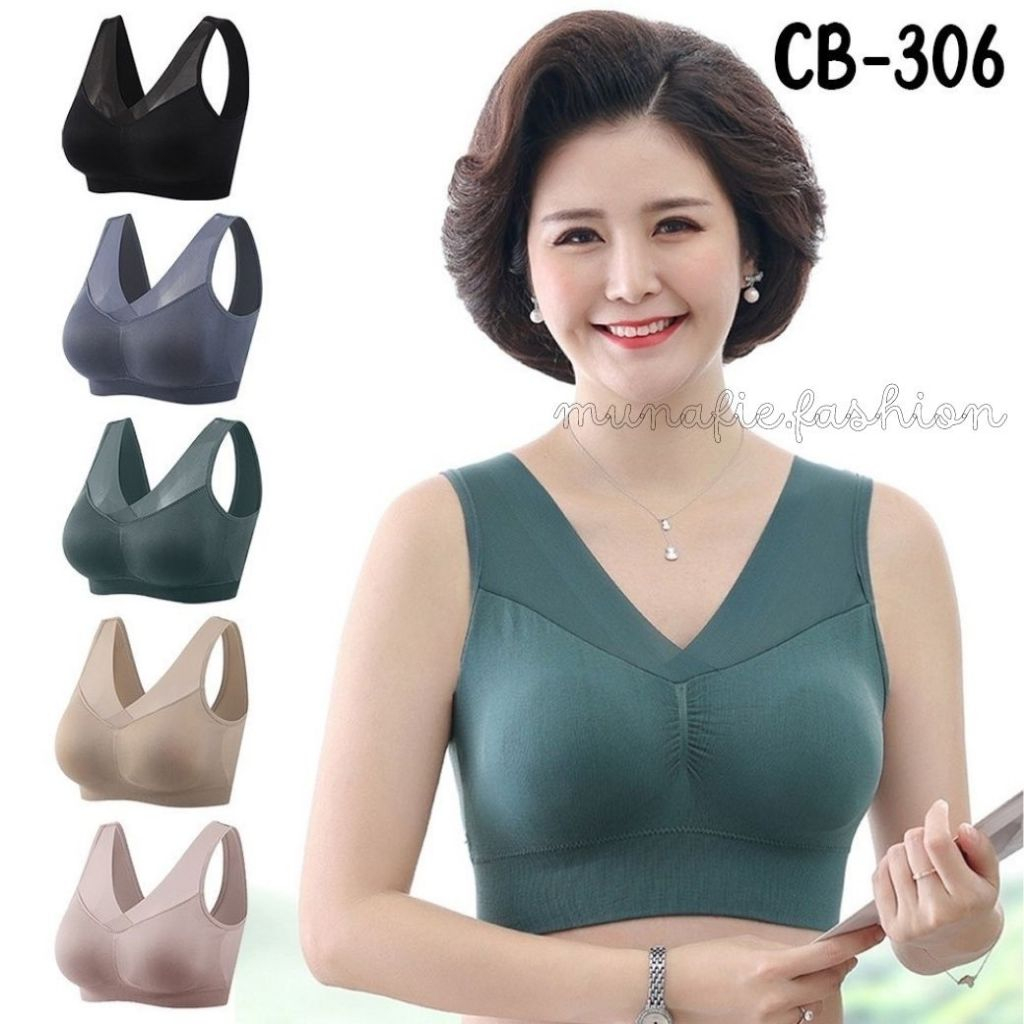จัดส่งฟรี CB-306 บราไร้ขอบไร้โครง เว้าหลัง แบบสวม รอบอก 30-36 ⚡ส่งไวจากไทย⚡