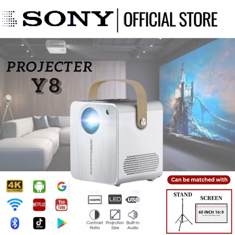 [รับประกัน 5 ปี] โปรเจคเตอร์ Y8 Pro Full HD Ultra HD Portable Mini Projector Home Office Projector