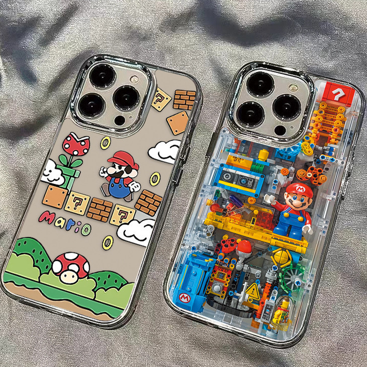 เลโก้มาริโอ เคสไอโฟน11 รูปแบบโปร่งใส เคสไอโฟนสวยๆ For iPhone 11 13 12 14 15 16 Pro Max X XS XR 14 15 7 8 Plus SE เคส