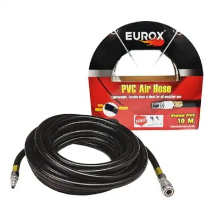 EUROX สายลม PVC 3/8 นิ้ว พร้อมข้อต่อ ความยาว 10 เมตร 03-002-146 / 15 เมตร 03-002-156 สีดำ