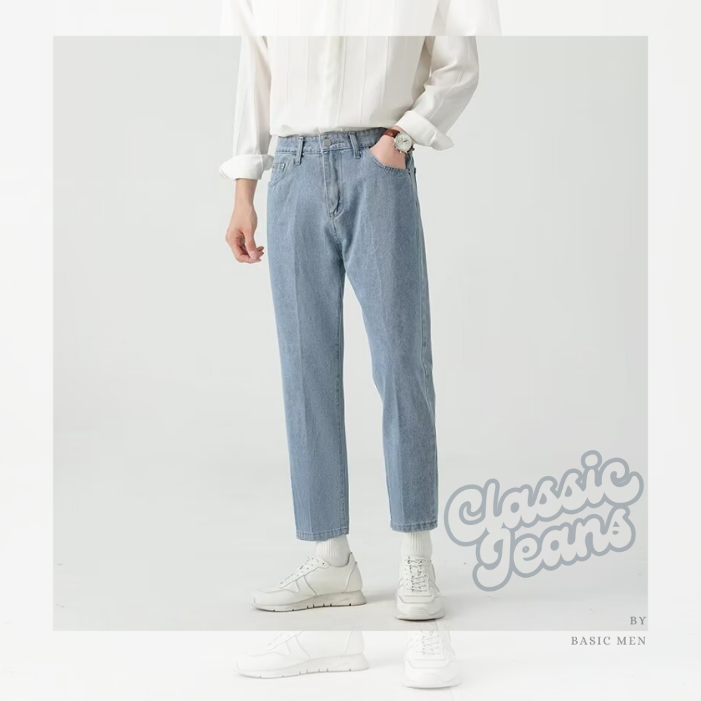 BASICMEN - Class Jeans K801 กางเกงยีนส์ขาเต่อ ทรงขากระบอกเล็ก