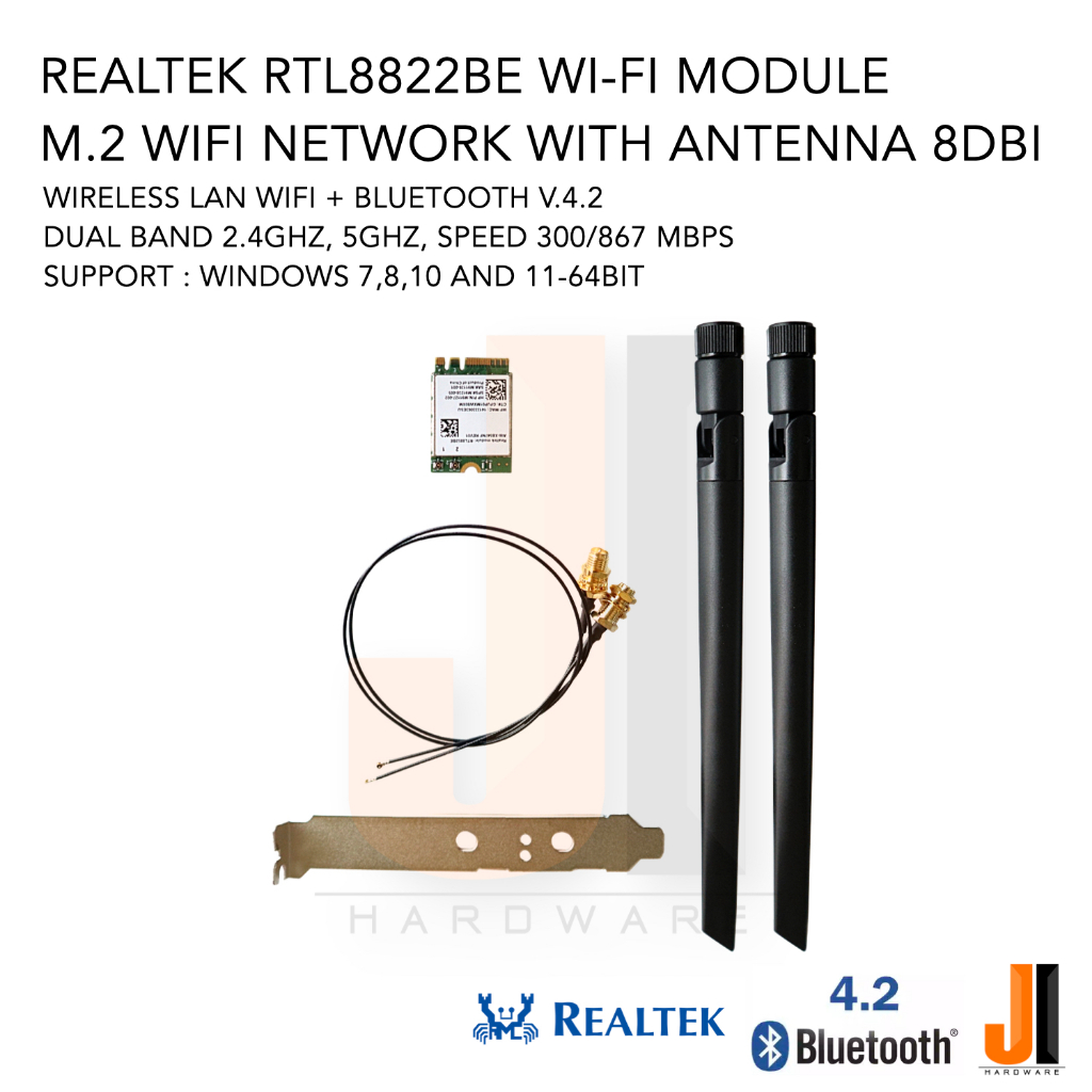 Realtek RTL8822BE Wi-Fi module card wifi network wireless lan + bluetooth v.4.2 dual band + Antenna 