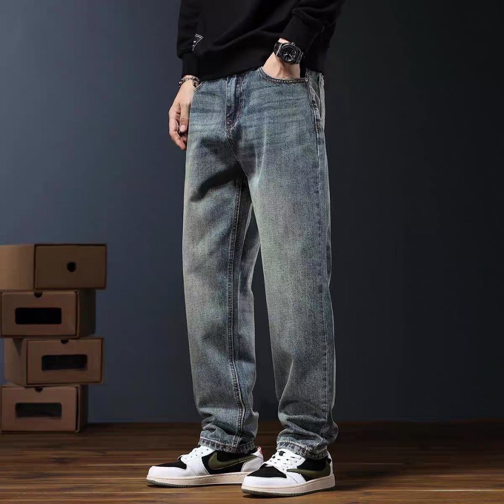 กางเกงยีนส์ทรงกระบอกสีสนิมมมมมรหัส6889