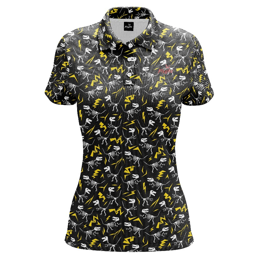 เสื้อกอล์ฟผู้หญิง Flyght Women Polo Golf Shirt Jurassic T-rex