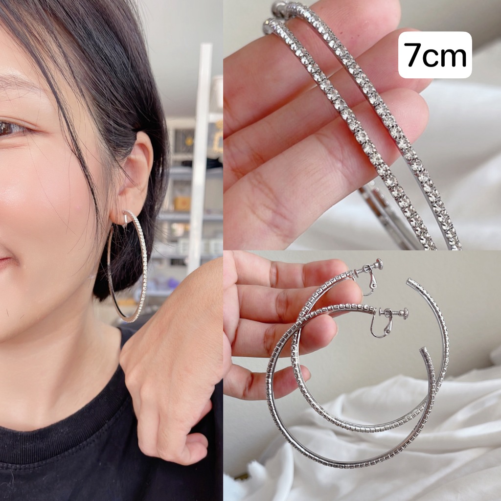 ต่างหูหนีบแบบห่วง 4cm 5cm 6cm 7cm สำหรับคนไม่เจาะหู แป้นสกรู ปรับความแน่นได้ ราคา ถูกที่สุด ดีลบีเคเค แกลเลอรีภาพที่ 9