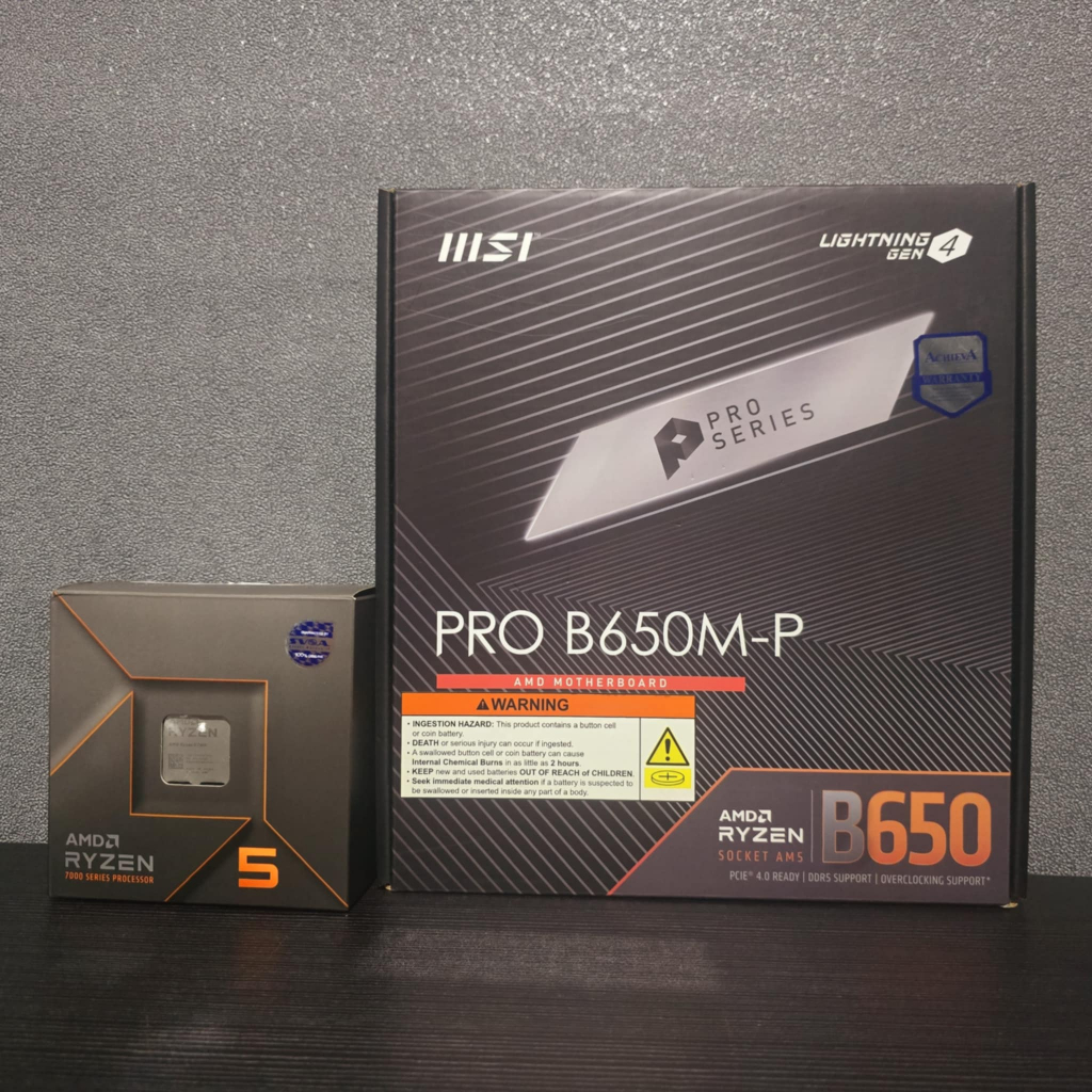 CPU AMD RYZEN 5 7600 6C/12T + MSI PRO B650M -P (DDR5) (SOCKET AM5) (MICRO-ATX)  มือ2 (มีกล่อง) มีประ