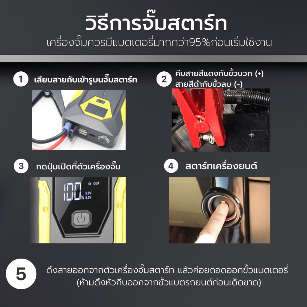 (รุ่นออฟโรด) FOXSUR เครื่องจั๊มสตาร์ทรถยนต์ ไฟฉุกเฉิน เข็มทิศ สำหรับเดินป่า แคมป์ปิ้ง อุปกรณ์ครบ - รูปที่ 5