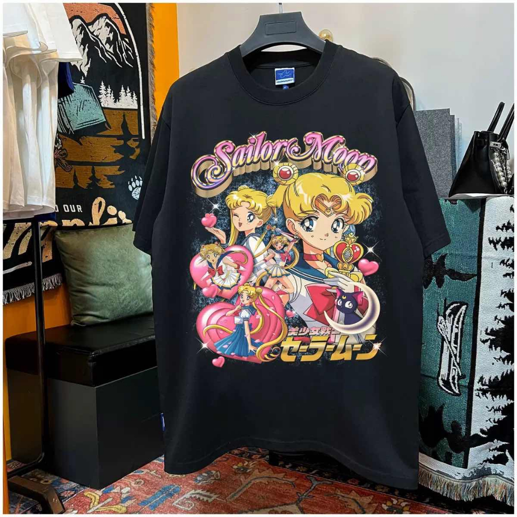 💥Flash Sale💥Sailor Moon ญี่ปุ่น อนิเมะ พระจันทร์น้ําแข็งน้ํา เสื้อยืด การพิมพ์ เสื้อยืด oversize COD